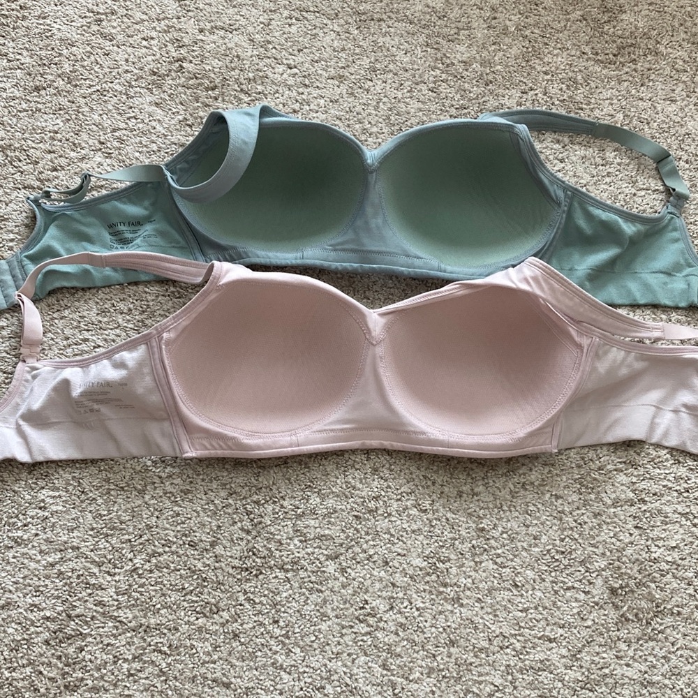 Vanity Fair Radiant Seamless Wirefree Bra Bundle Large Blush and Jade - Picture 4 of 6